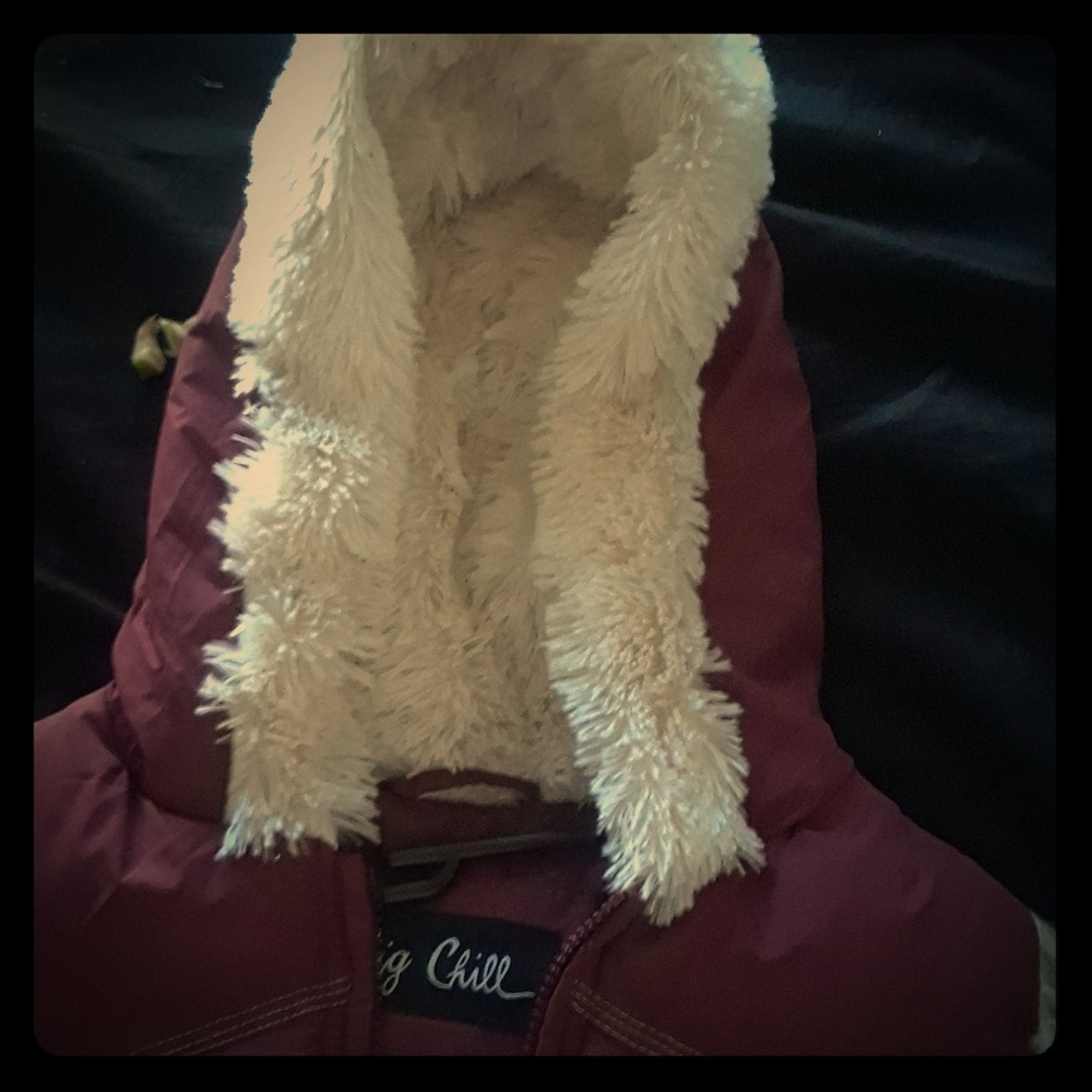 Maroon sheepskin lined vest very warm new without